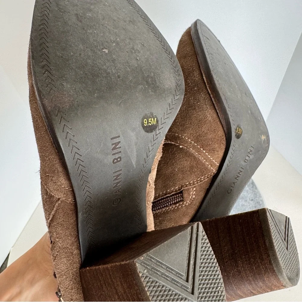 Gianni Bini Brown Suede Leather Marbess Ankle Booties 9.5